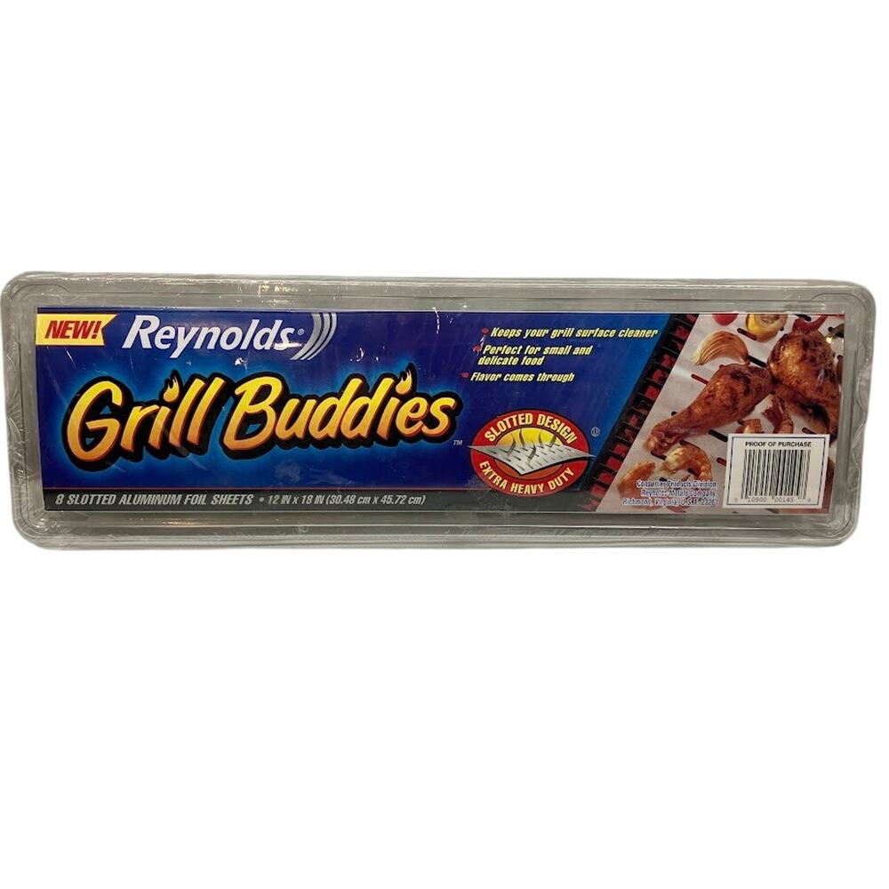 Reynolds Grill Buddies Slotted Aluminum Foil Sheets NWT 12” x 18" - 8 ct.